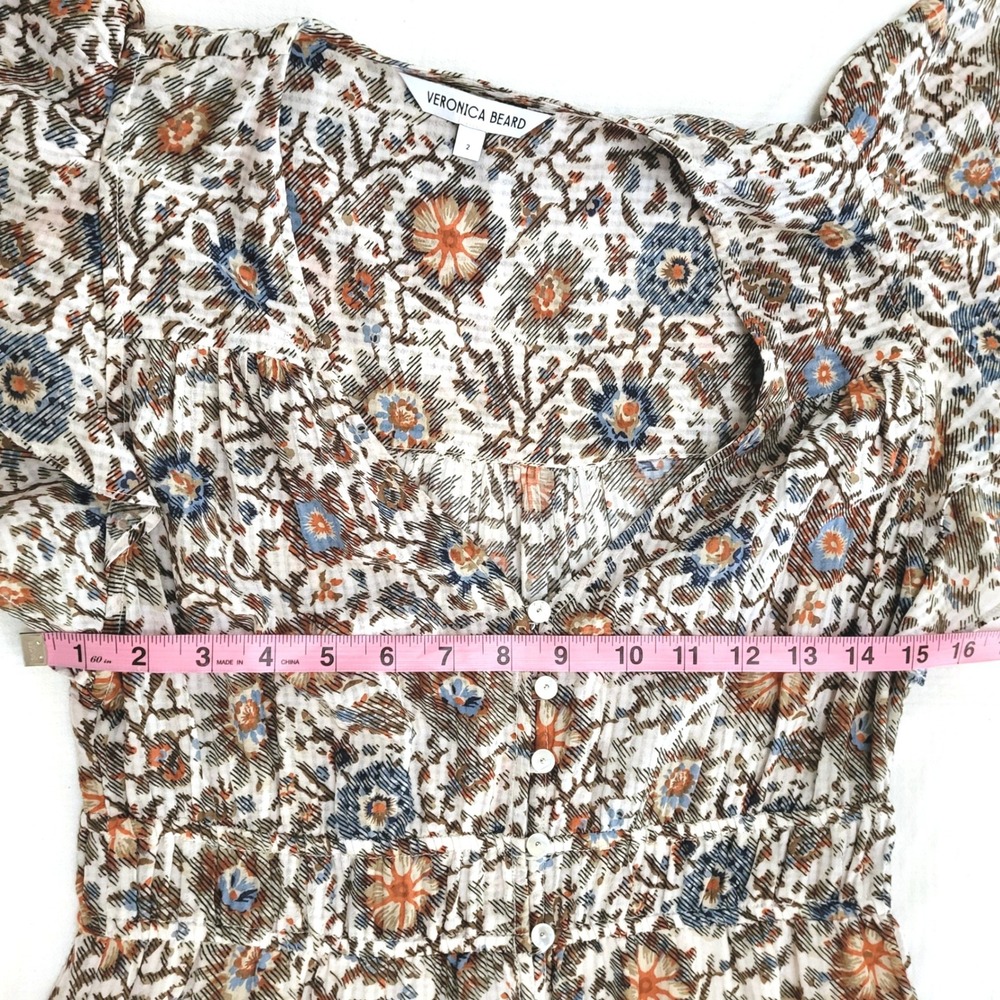 Veronica Beard Dolci Floral Cottage Country Prairie Cowgirl Flutter Midi Dress 2 - Picture 11 of 13